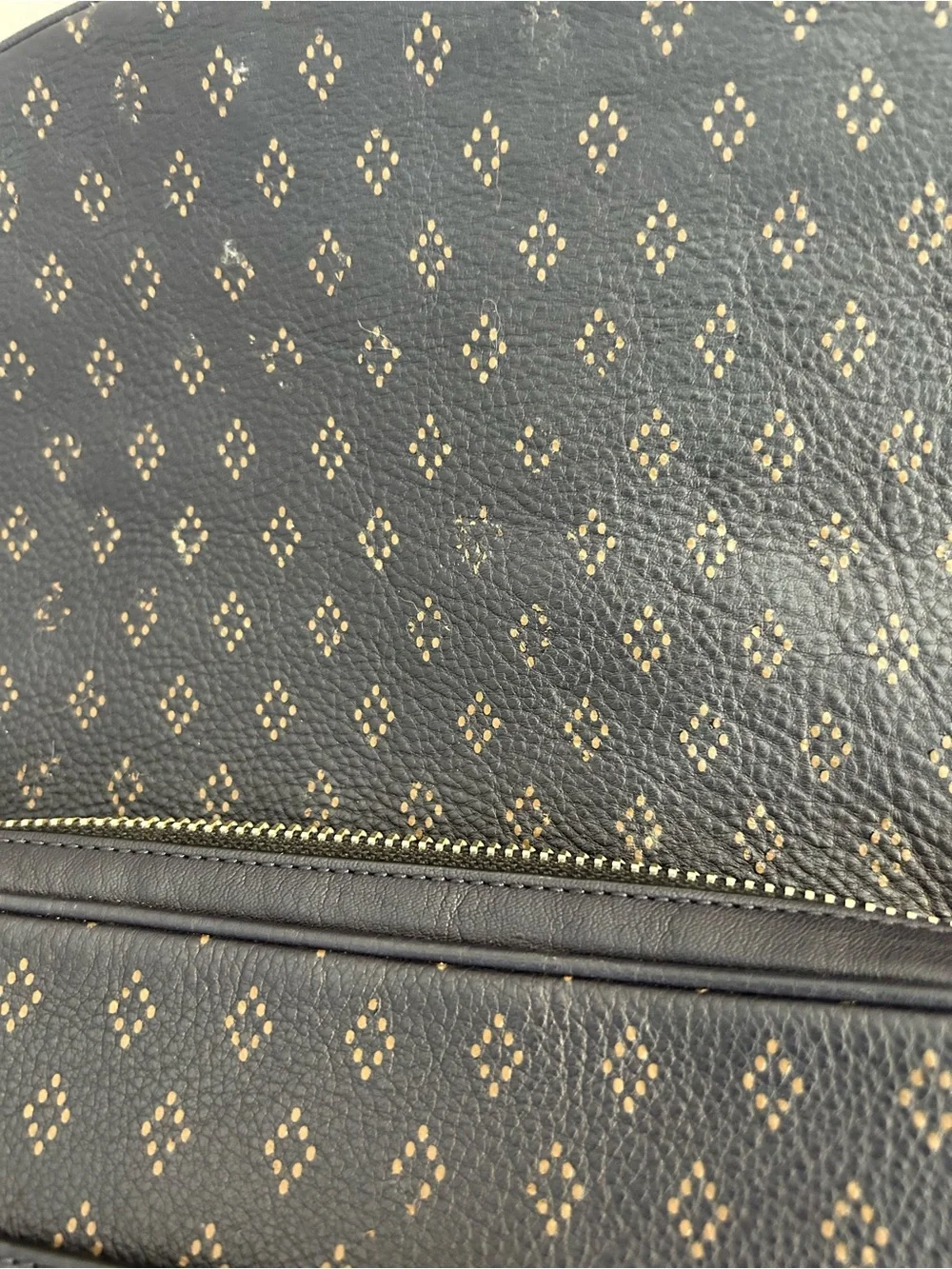 Coach Men's navy Backpack with tan/gold Logo Print